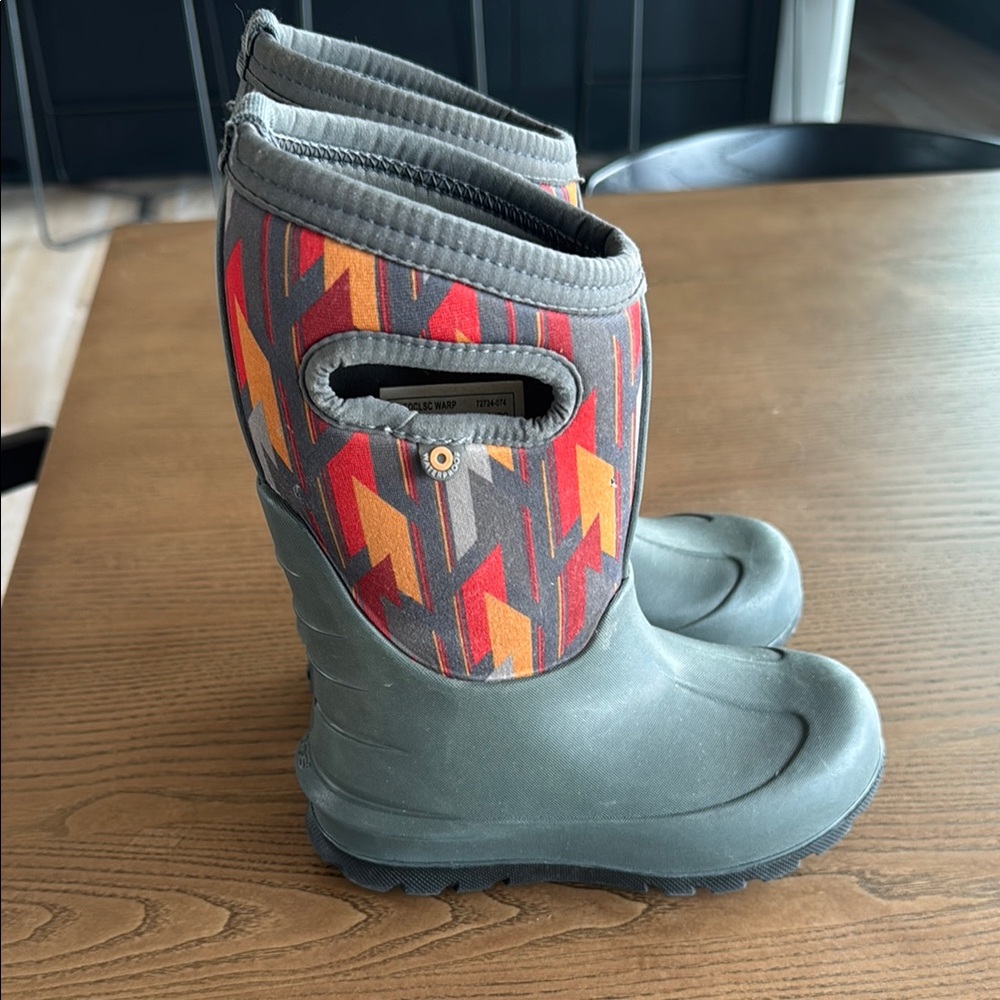 Kids Waterproof Boots - Gray and Orange
